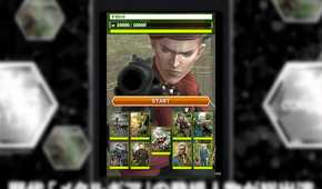 Metal Gear Solid Social Ops screenshot of Ocelot pointing a gun with cards overlayed before the boss fight