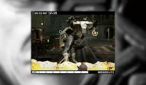 Metal Gear Solid Touch screenshot of Snake shooting at a Gecko
