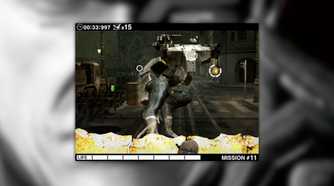 Metal Gear Solid Touch screenshot of Snake shooting at a Gecko