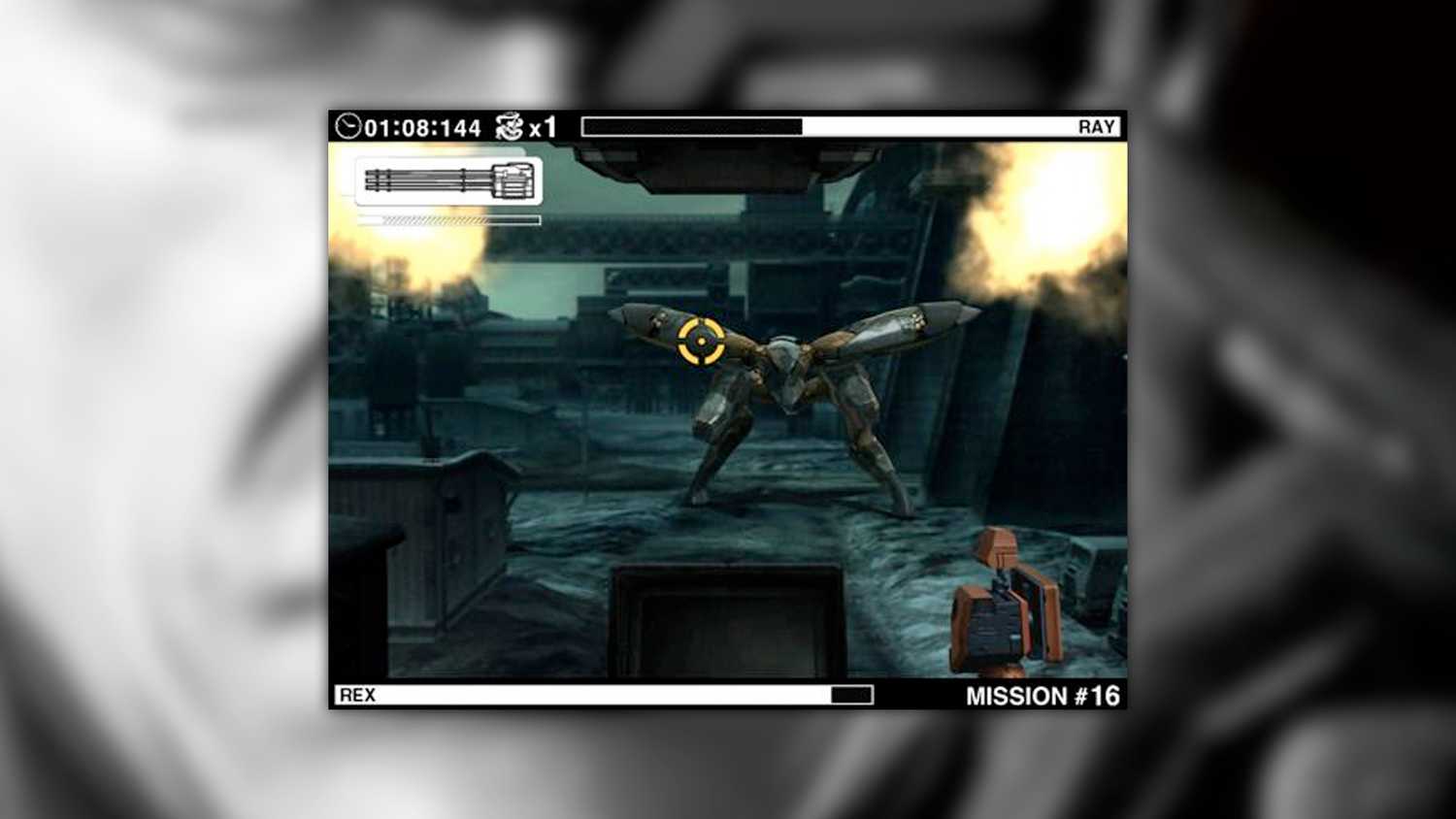 Metal Gear Solid Touch screenshot of Rex shooting at Ray