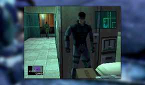 Metal Gear Solid 1 screenshot, Snake is hiding in the toilets as a guard walks in