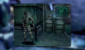 Metal Gear Solid 1 screenshot, Snake hiding in his swimsuit