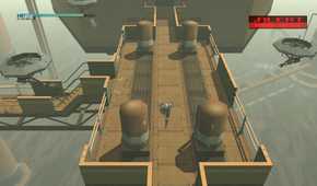 MGS2 screenshot, Raiden sneaking across the map
