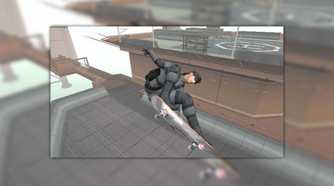 MGS2 skateboarding mini game, Snake flipping about on a skateboard