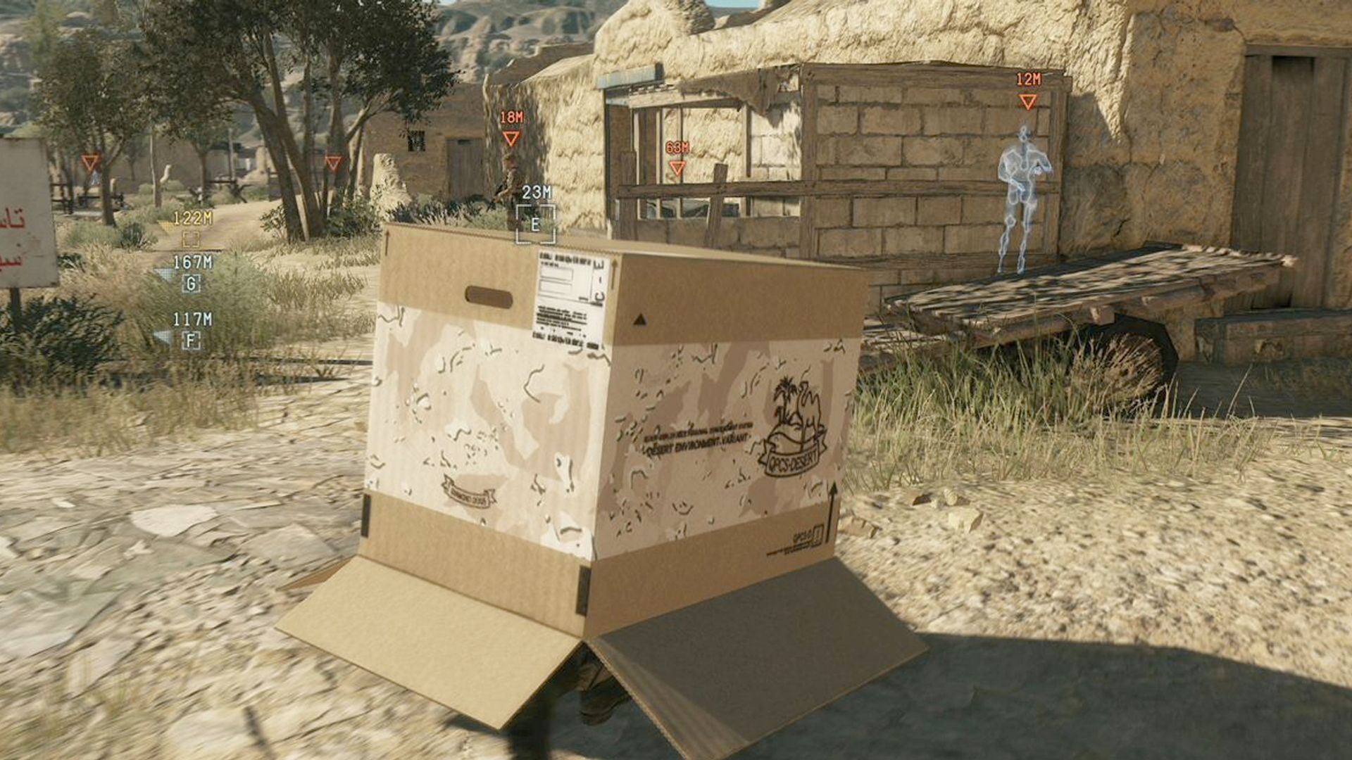 MGSV The Phantom Pain screenshot, Snake hiding in a box