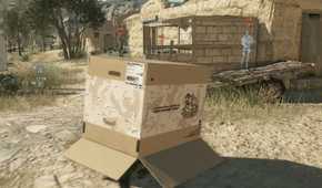 MGSV The Phantom Pain screenshot, Snake hiding in a box