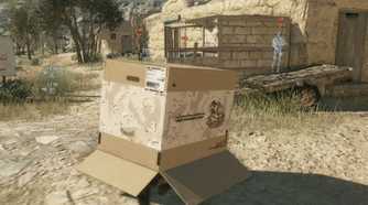 MGSV The Phantom Pain screenshot, Snake hiding in a box