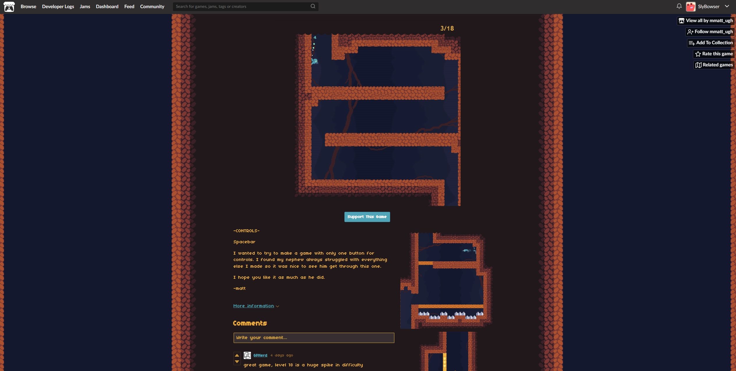 Screenshot from video game Mole being played in web browser