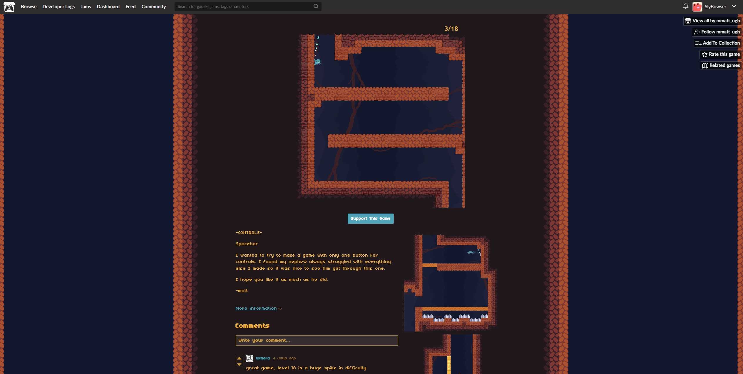 Screenshot from video game Mole being played in web browser