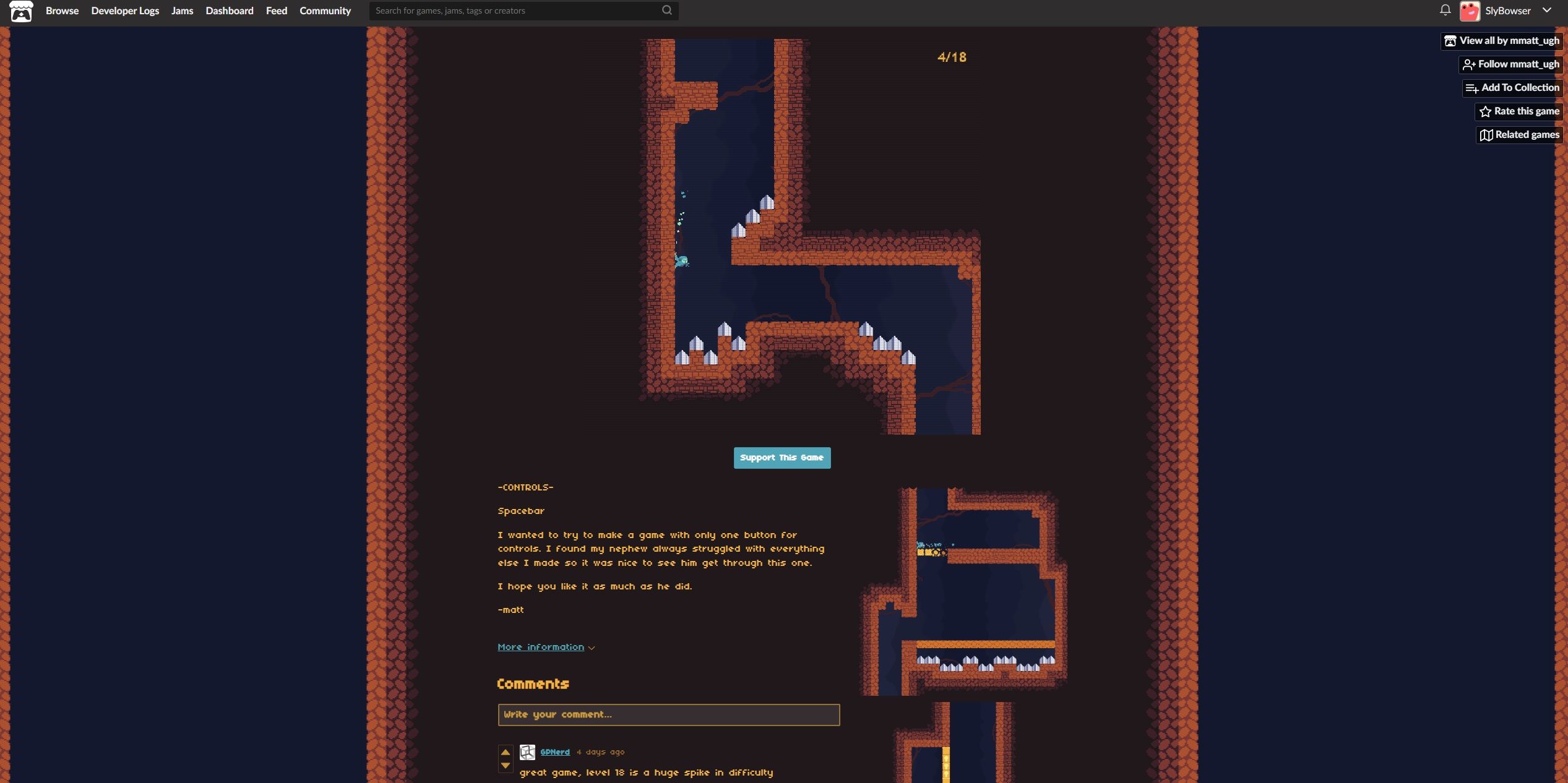 Screenshot from video game Mole being played in web browser.