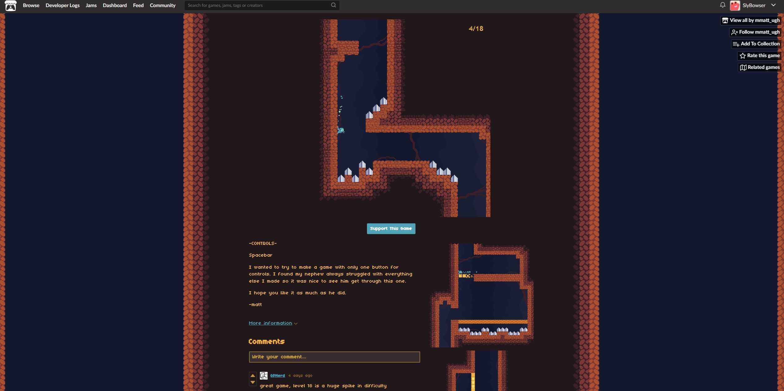 Screenshot from video game Mole being played in web browser.