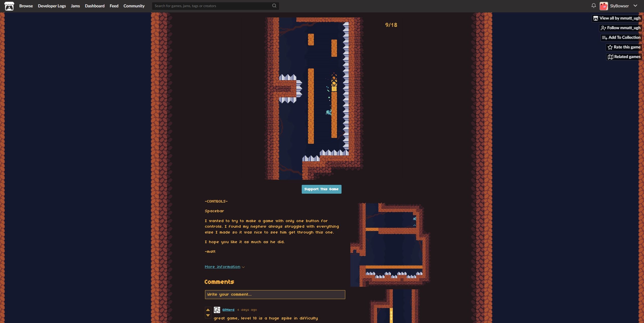 Screenshot from video game Mole being played in web browser.