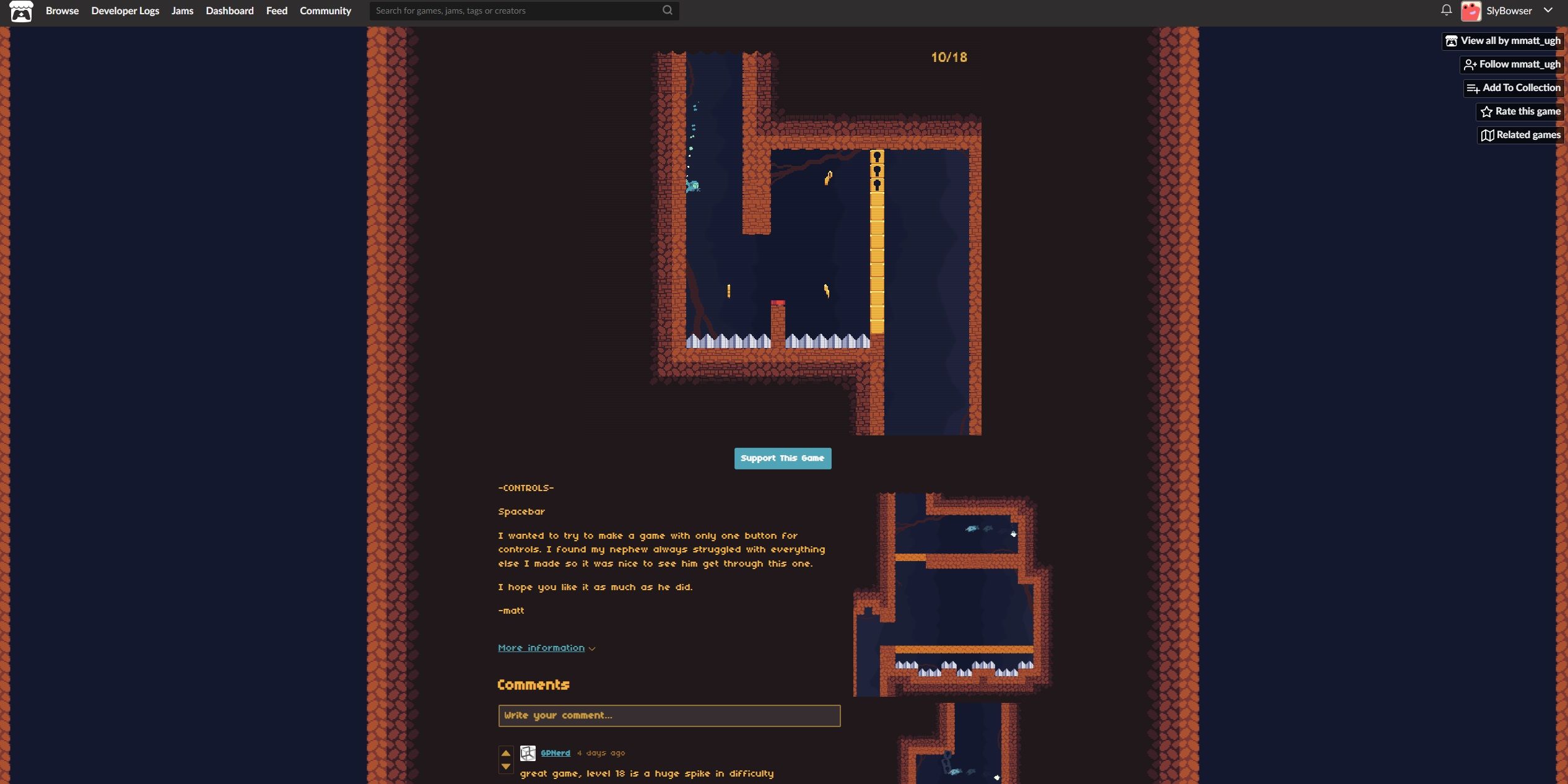 Screenshot from video game Mole being played in web browser.