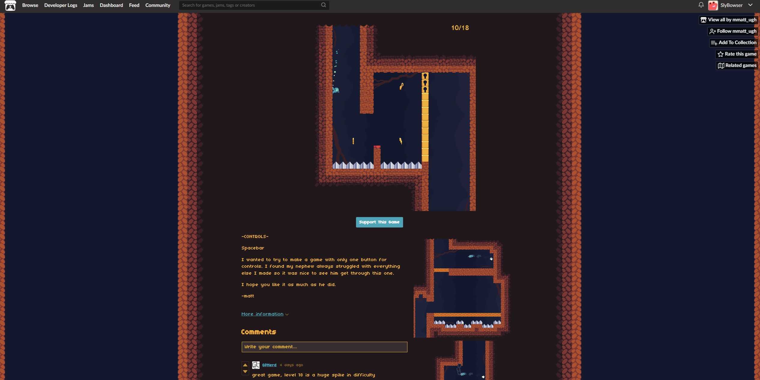 Screenshot from video game Mole being played in web browser.