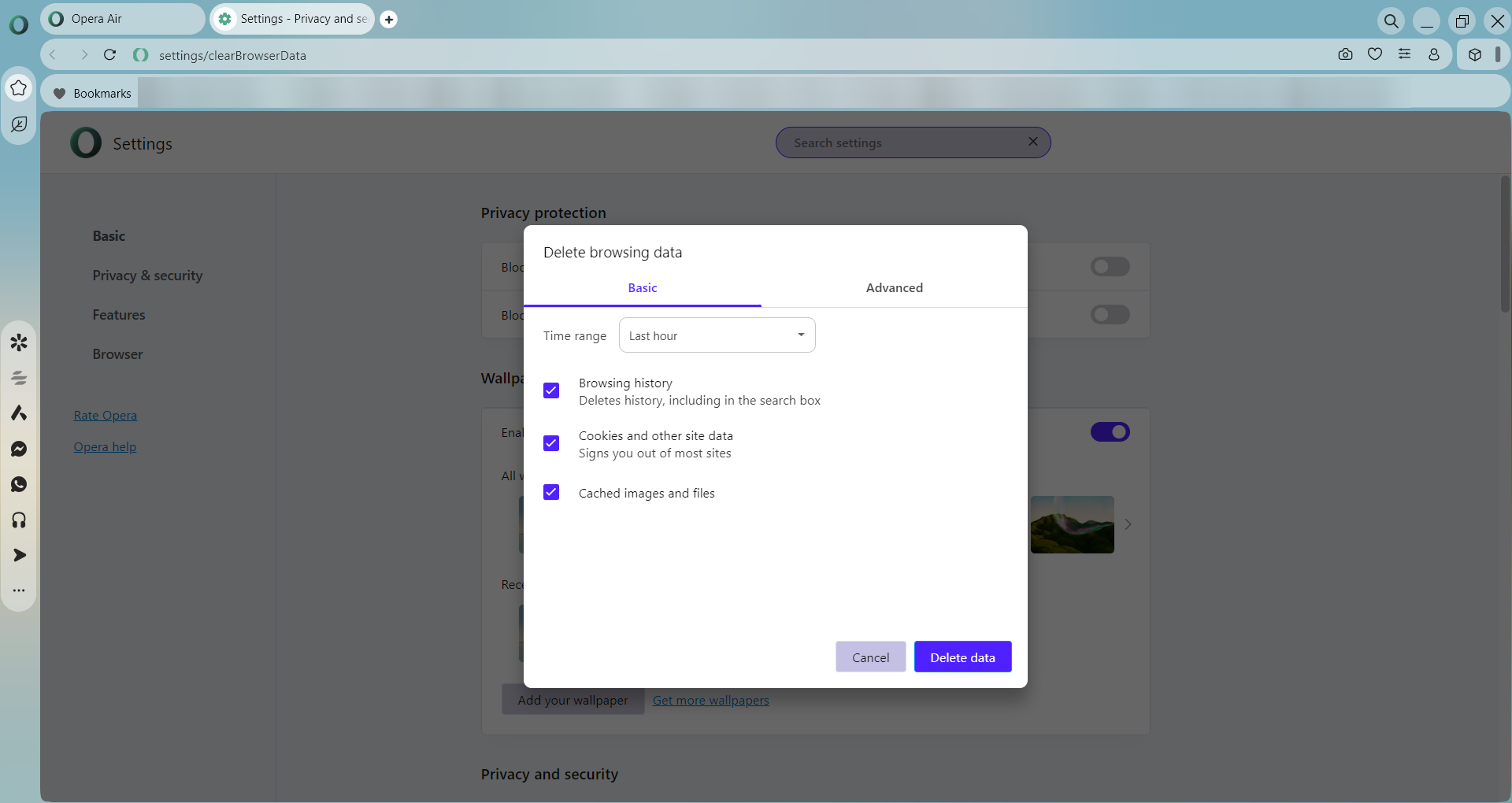 Opera-Air-clear-browsing-data