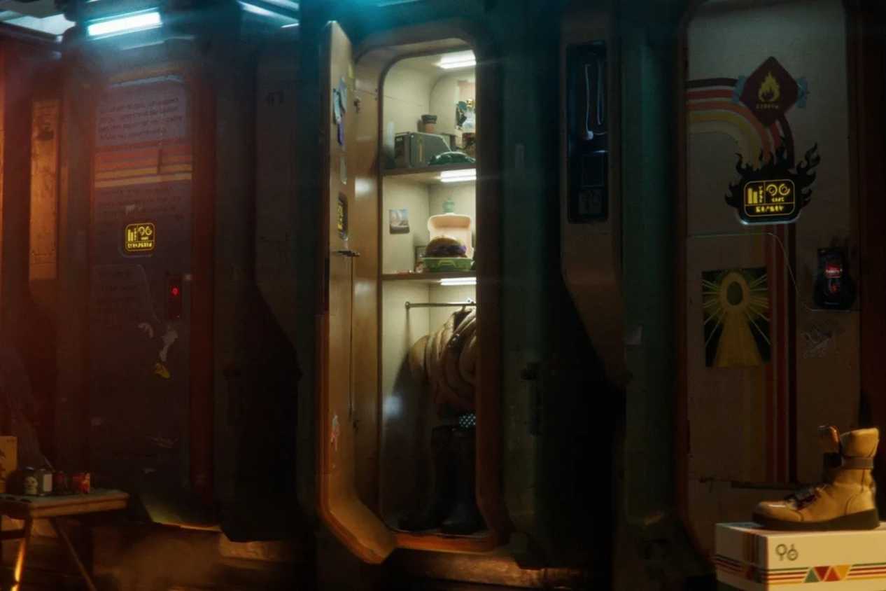Concord spaceship interior locker with jacket