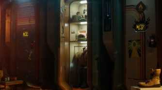 Concord spaceship interior locker with jacket