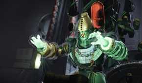 Destiny 2 Warlock in green holding up hands