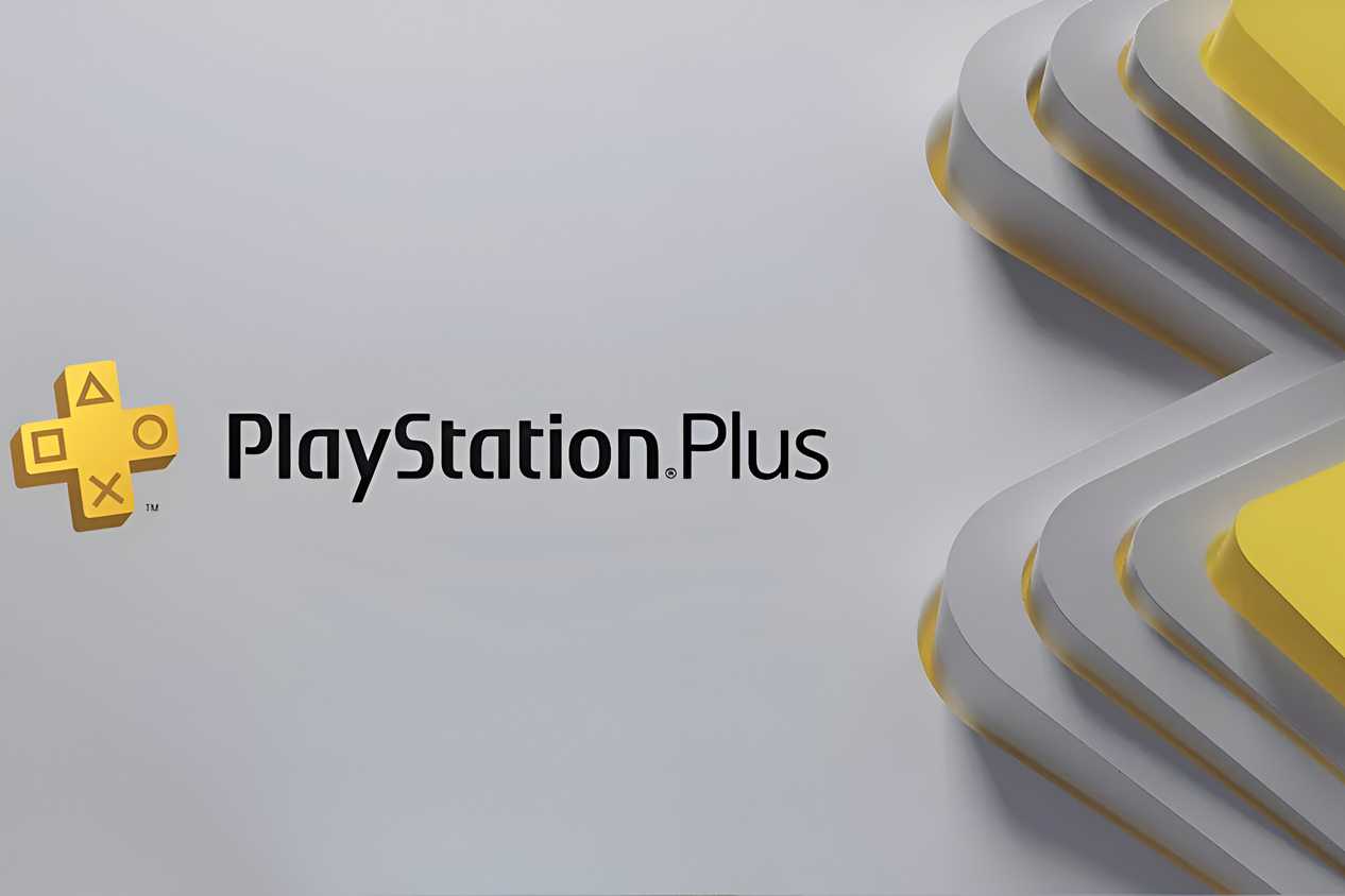 The official PlayStation Plus logo on a grey background