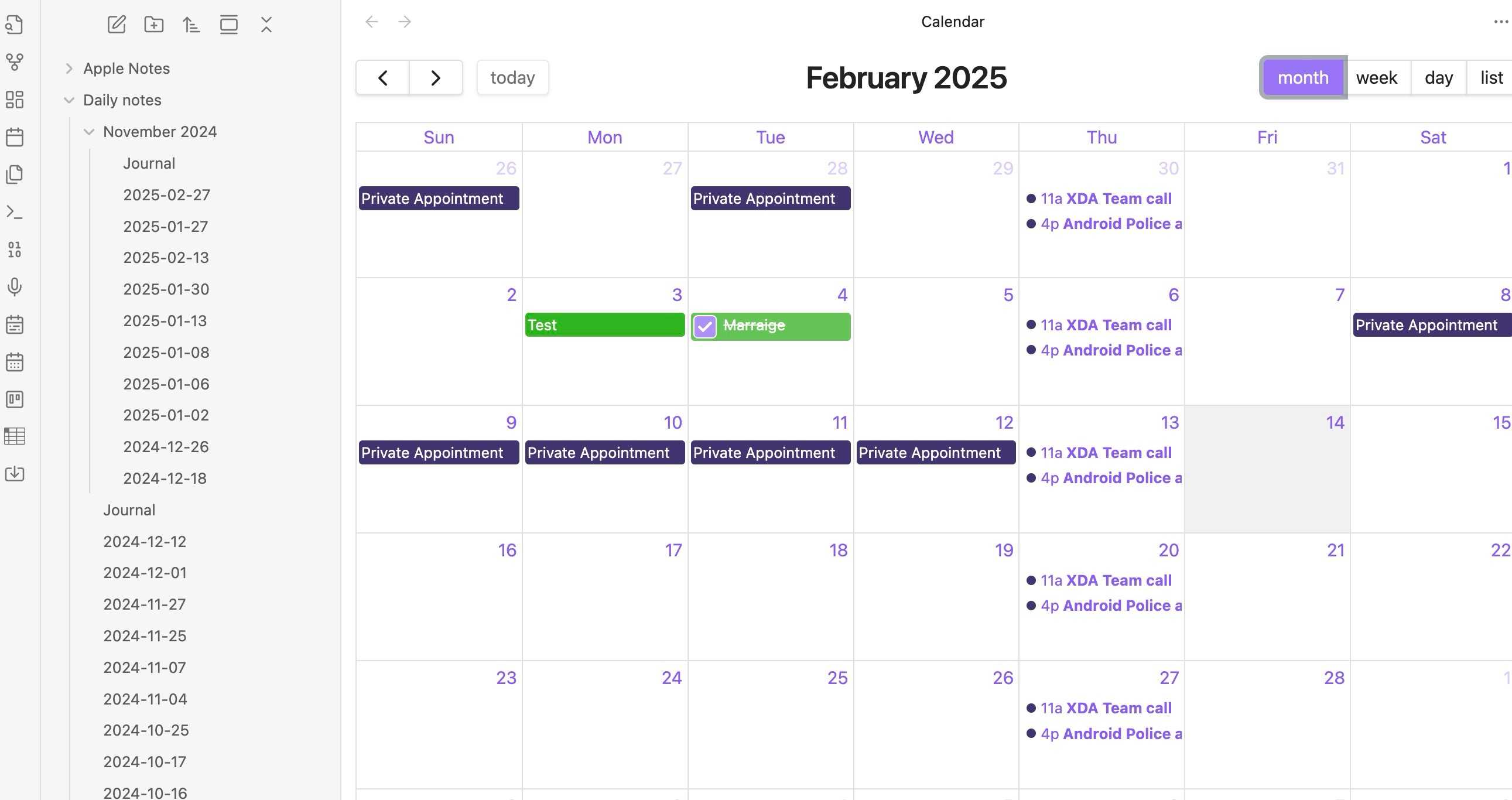 Full Calendar monthly view