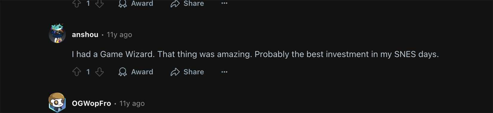 Reddit post about the Game Wizard