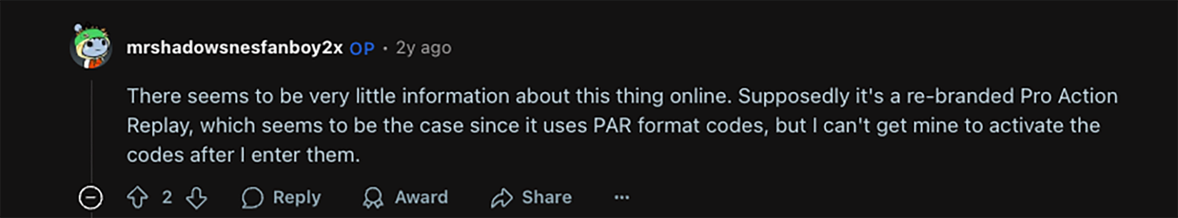 Redit post about the Game Wizard