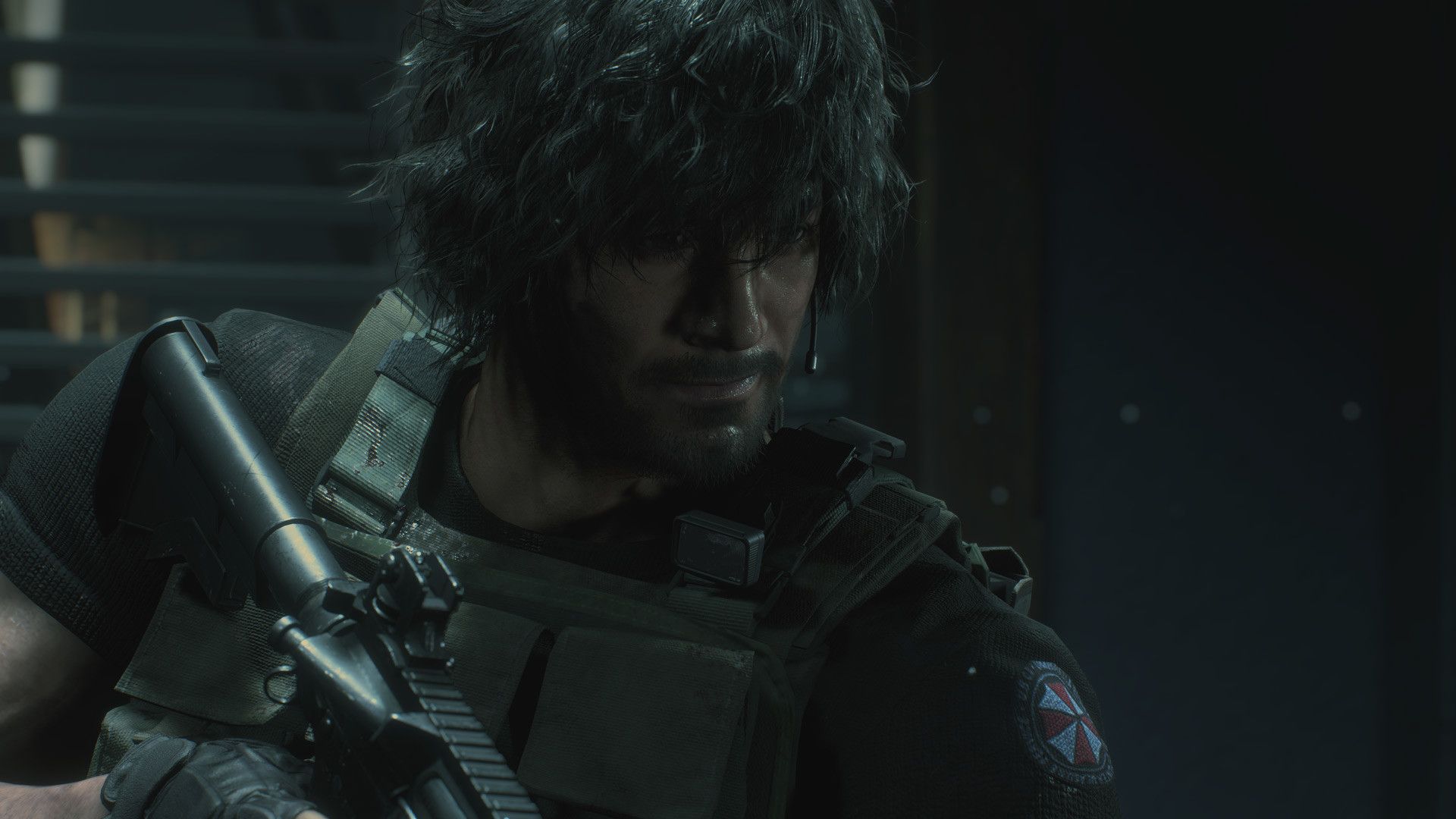 Screenshot from Resident Evil 3 Remake of player character Carlos Oliveira