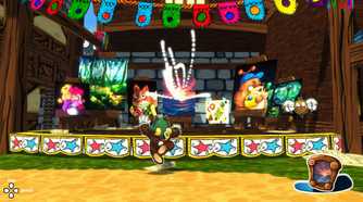 Screenshot from Ruffy and the Riverside video game of Ruffy swapping textures from a painting