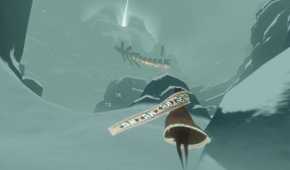 Journey character clijmbing snowy mountain