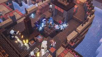 Player attacking enemies in Minecraft Dungeons