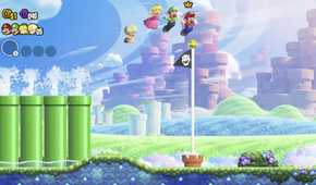 Players finishing a level in Super Mario Bros. Wonder