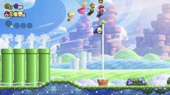 Players finishing a level in Super Mario Bros. Wonder