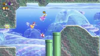 Screenshot of Daisy and Peach in water level Super Mario Bros. Wonder