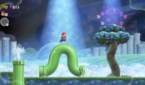 Mario running on inchworm pipe Super Mario Bros. Wonder