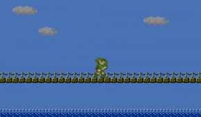 Screenshot of Link crossing a bridge from Zelda 2: The Adventures of Link