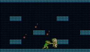 Screenshot of Link fighting a monster from Zelda 2: The Adventures of Link