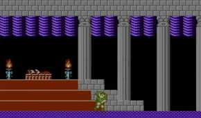 Screenshot of Link visiting Princess Zelda from Zelda 2: The Adventures of Link