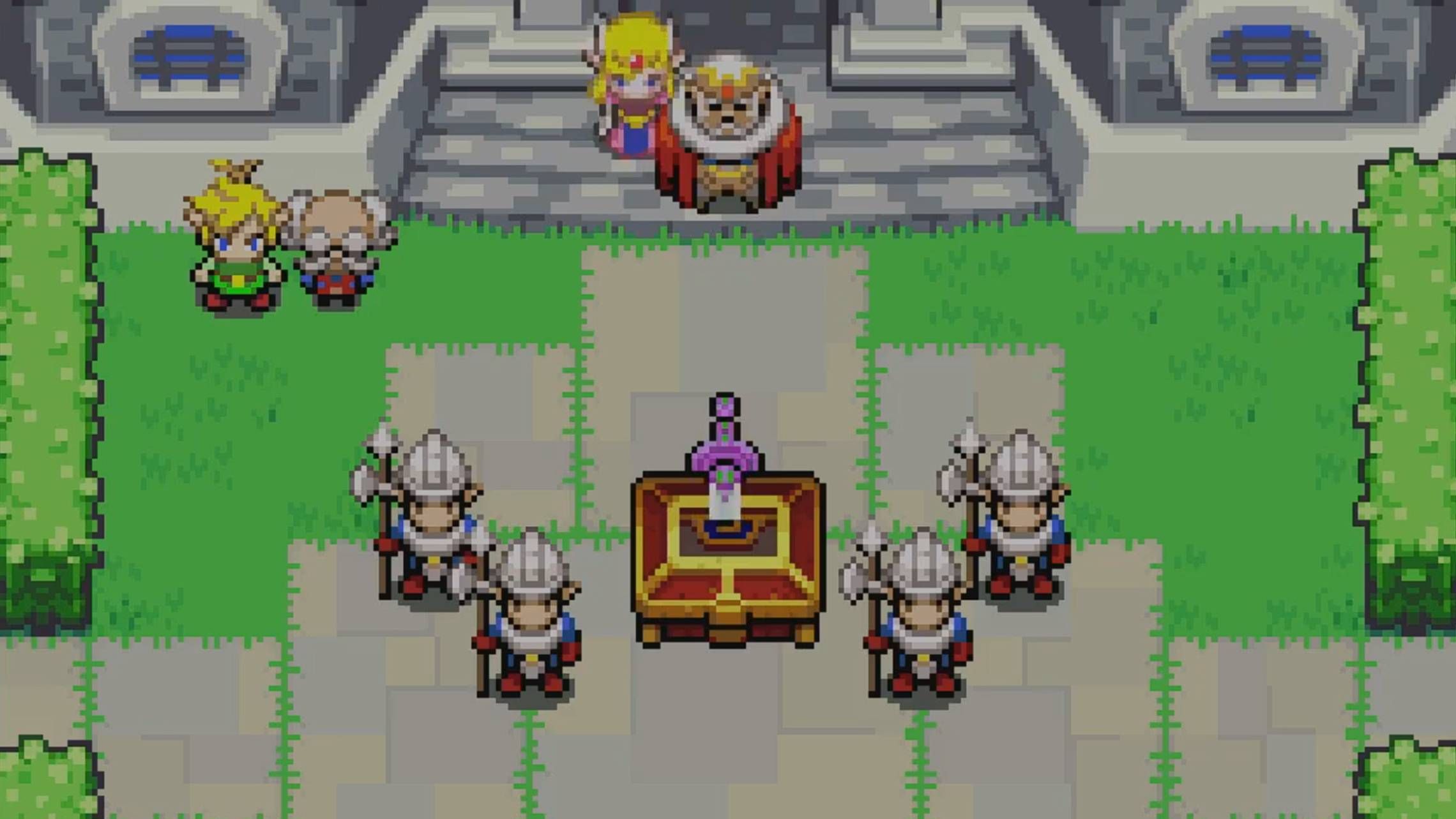 Zelda and the king headed to the castle square in The Minish Cap