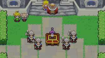 Zelda and the king headed to the castle square in The Minish Cap
