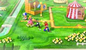 Screenshot of Mario and the crew from Super Mario Bros. 3D World