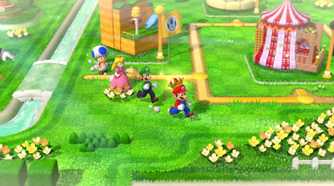 Screenshot of Mario and the crew from Super Mario Bros. 3D World