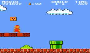 Screenshot of Mario getting a Mushroom from Super Mario Bros.