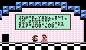 Screenshot of Mario saving Princess Toadstool from Super Mario Bros. 3