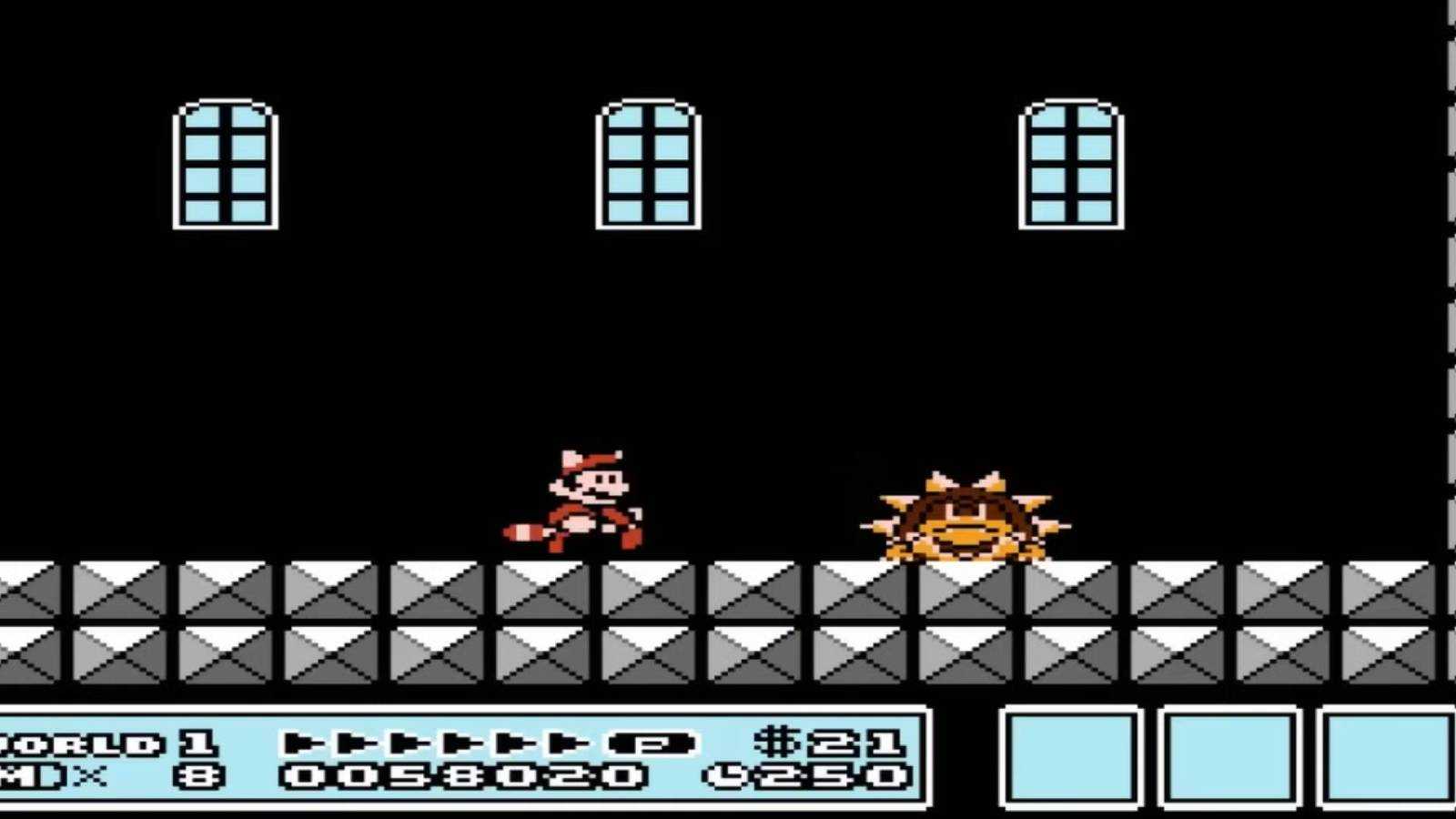 Screenshot of Mario and a boss from Super Mario Bros. 3