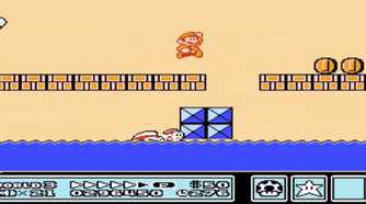 Screenshot of Mario over water from Super Mario Bros. 3