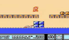 Screenshot of Mario over water from Super Mario Bros. 3