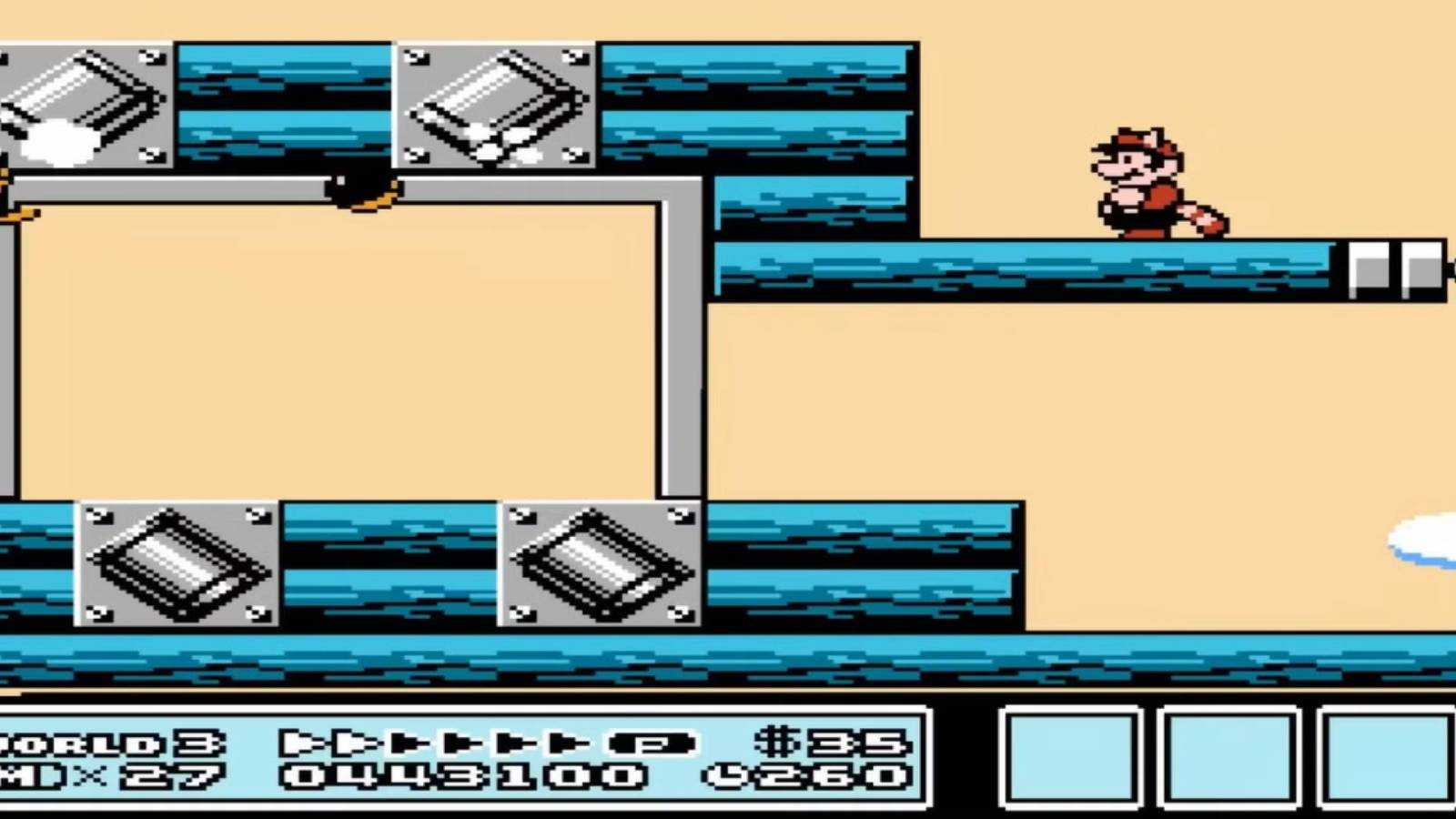 Screenshot of Mario on an airship from Super Mario Bros. 3