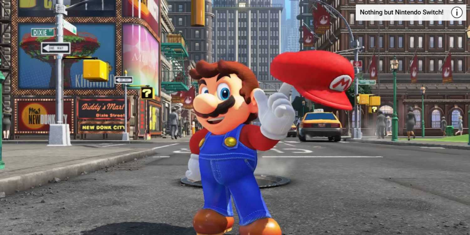 Screenshot of Mario and his hat from Super Mario Odyssey