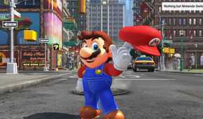 Screenshot of Mario and his hat from Super Mario Odyssey