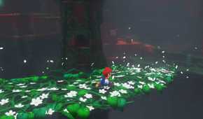 Screenshot of Mario running down a plant trail from Super Mario Odyssey